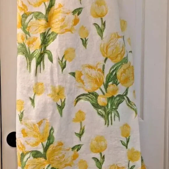 Vintage Felt And Wool Yellow Floral Blanket Bedding